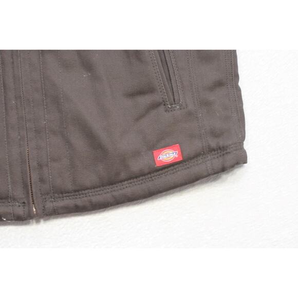 Dickies Sanded Duck Vest Sherpa Lined Jacket Brown Full Zip Womens XS XSMALL NWT - Picture 2 of 6